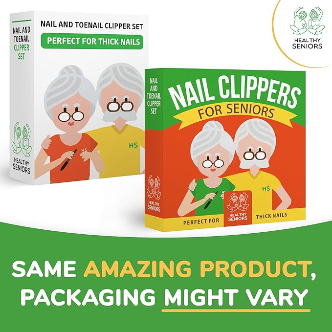 Nail Clippers Set, Easy Grip 360 Rotary Fingernail Clipper, Sharp Heavy Clippers for Thick Nails. Perfect for Diabetics or Seniors Suffering from Arthritis (3 Pieces)