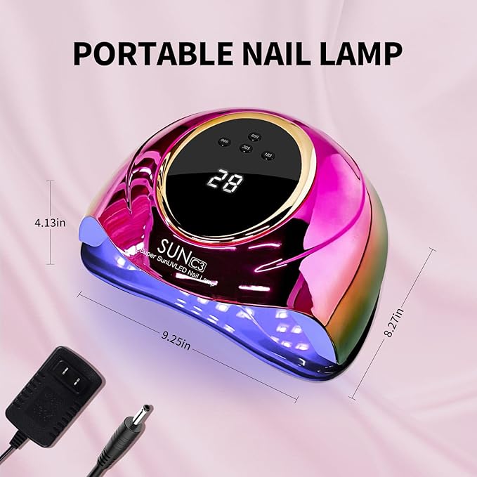 Professional UV Light for Gel Nails - 63 LED Beads with Auto Sensor & 4 Timer Settings, High-Power LED/UV Lamp for Fast Curing, Salon & Home Gel Polish Dryer
