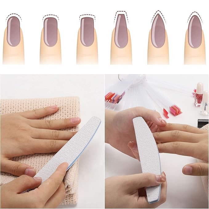 25 Pieces 180/240 Grit Nail Files for Natural Nails, Fingernail Files Double Sided Emery Boards for Nails