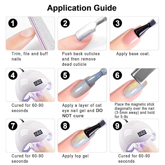 RARJSM Blue Aurora Cat Eye Gel Nail Polish Holographic Rainbow Laser Iridescent Glitter Sparkle Cat Eye Gel Polish with Magnet Stick Soak off UV LED Curing Requires Home Salon Diy Nail Art