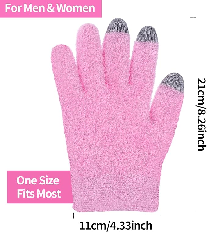 Moisturizing Gloves for Dry Hands Cotton Gloves for Eczema with Good Lining Touchscreen Fingertips Overnight Spa Gloves for Women & Men Reusable for Sleeping (Pink)