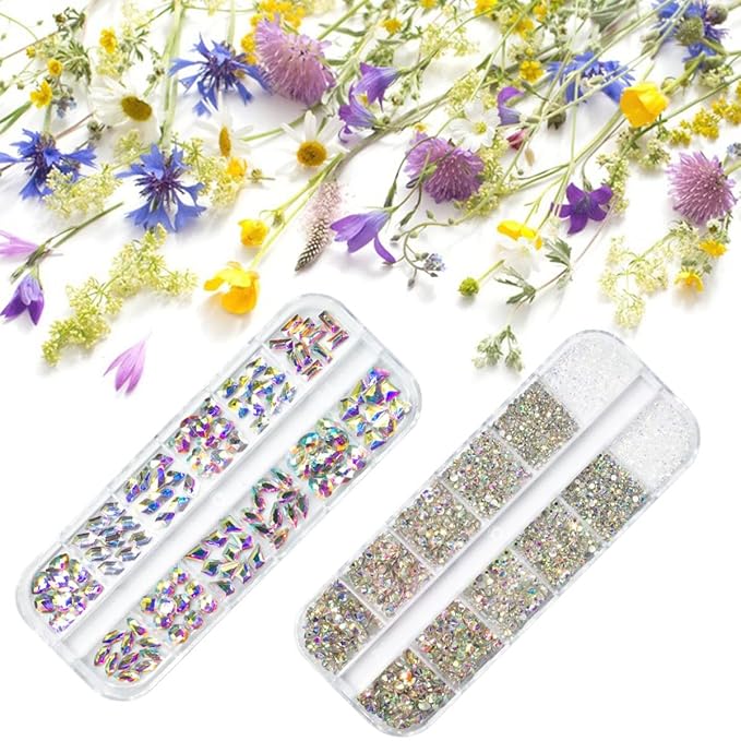 4080Pcs Crystal AB Nail Rhinestones 1.5-4mm More Quantity Glass Iridescent Flatback Gems for Nails Round Beads Stones Diamonds jewels Nail Art Charms for Nails Face Eyes Makeup Tumblers Crafts