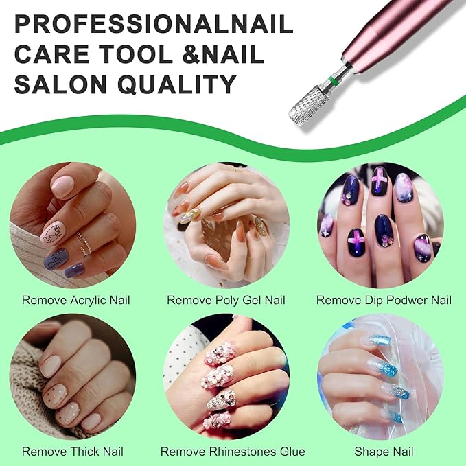 Professional Electric Nail Drill Bits 3/32" Carbide Bit Cuticle Drill Bits Nail Files for Fast remove Acrylic or Hard Gel Nail Drill Bit for Manicure Pedicure(Silver, Coarse Grit)