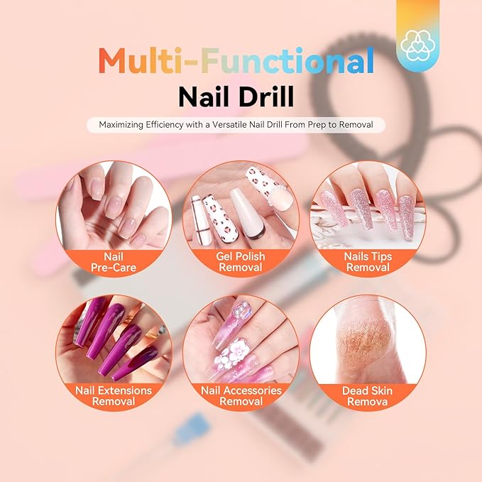 SAVILAND Advance Nail Drill Professional: 40000RPM Pro Electric Nail Drill New Gradient Color Nail D rill Kit LCD Digital Screen Portable Nail File Manicure Pedicure Salon Use at Home