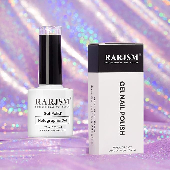 RARJSM Holographic Nail Polish Red Gel Nail Polish with Rainbow Effect Nail Lamp Required 1 Pack 0.25 Fl.oz Gel Polish Colors for Starter Nail Art Design RAR75