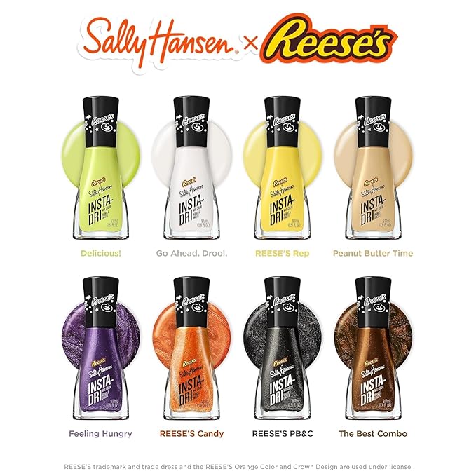 Sally Hansen Insta-Dri Reese's Nail Polish | Quick Dry, Long Lasting, Streak-Free Shine | Opaque, Shimmery | 735 Feeling Hungry. | Deep Dark Purple Nail Color
