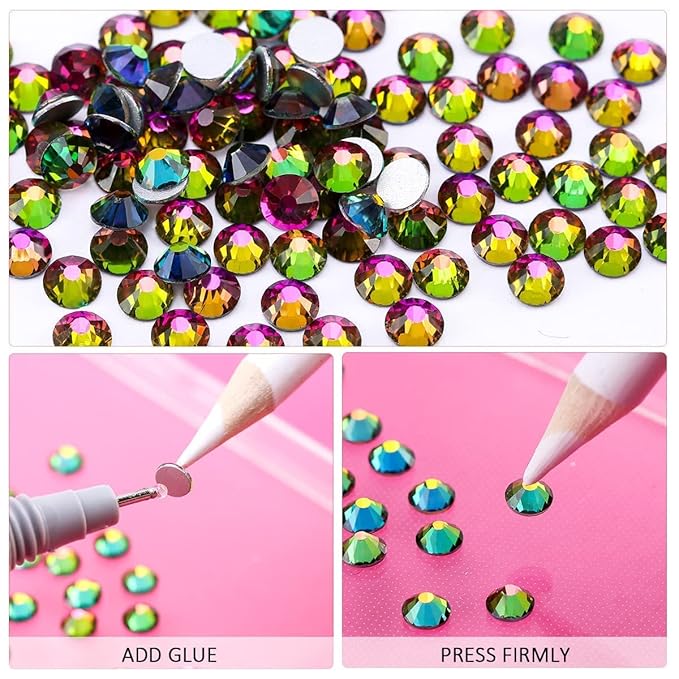 Novani Rhinestones 3000Pcs Flatback Crystal Round Loose Gemstones Glass Rhinestones for Crafts Makeup Nail Art Clothes Shoes DIY Decorations(SS10, 2.7-2.9mm,Rainbow)