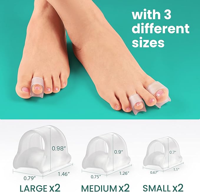 Welnove Hammertoe Corrector - Toe Straightener to Curled Toes, Broken toe, Bunion Corrector for Women and Men, Medium*3 Pairs