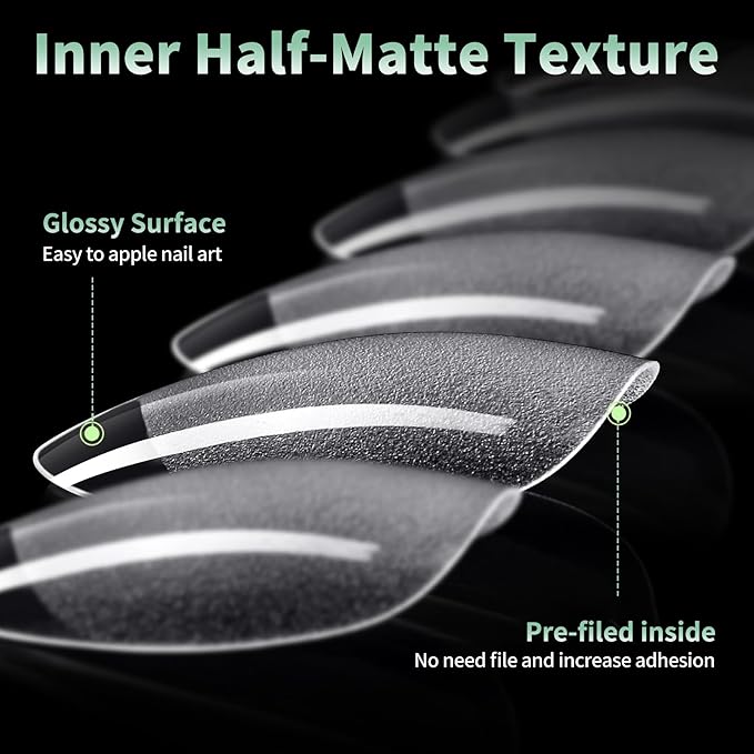 Short Round Oval Nail Tips, 216pcs Acrylic Soft Fake Nails Gel Nail Tips, Full Cover Pre-Shaped Matte Clear Press on Nails for Extension, Diy at Home Manicure 12 Sizes