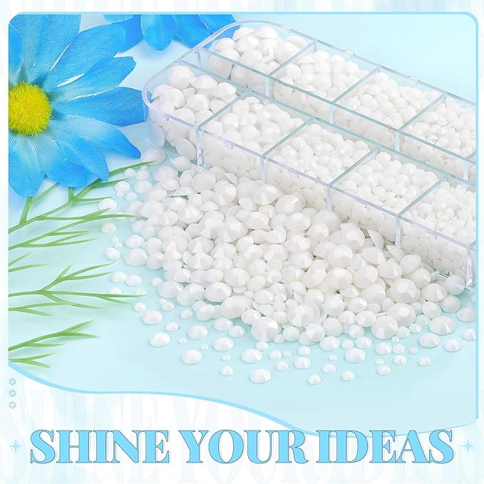 6000Pcs Resin Rhinestones for Bedazzling with 3Pcs B7000 Jewelry Glue, 1 Box White Flatback Rhinestones for Crafting Crafts DIY, Crystals Gems for Clothing Shoes Tumblers Nail Art Makeup