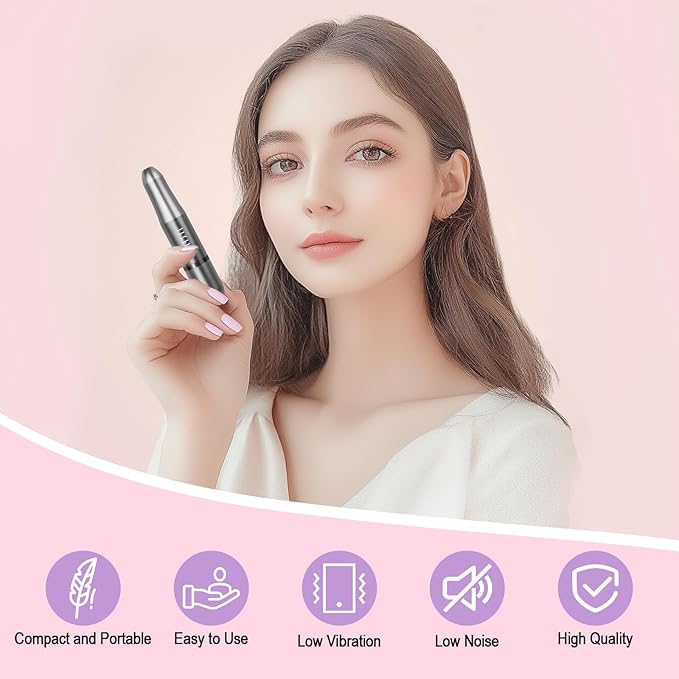 JISHO Nail Drill, Electric Nail Drill Machine for Acrylic Nails, Portable Corded Nail File with Ceramic Bits, Adjustable 25000 RPM, Ideal for Beginners and Professionals (Gray)