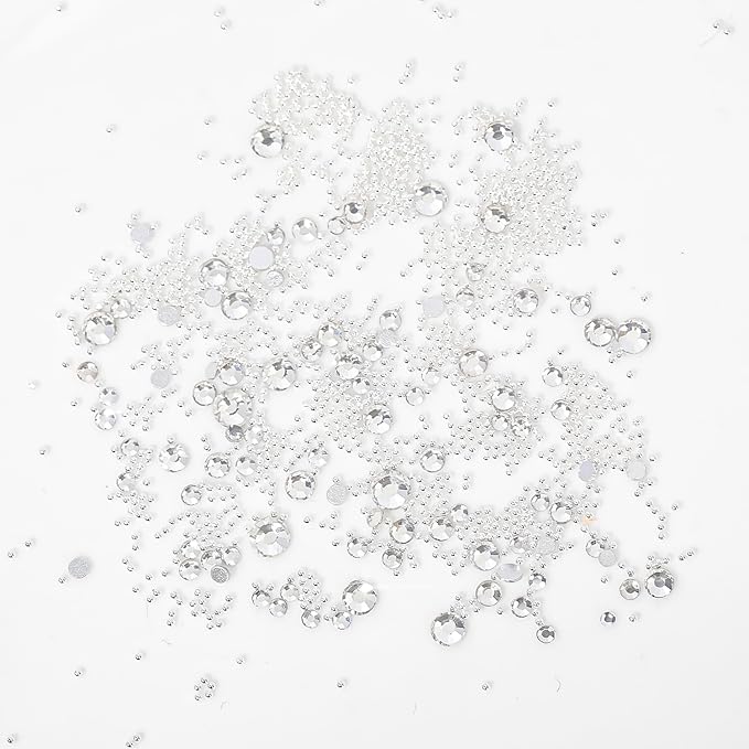 Multi Shapes Blue Moon 3D Glass Crystal Nail Rhinestones Kit Mix 0.8mm Silver Nail Round Beads Charm Flatback Gems 5 Grids Flatback Rhinestones Stone Diamond for Manicure Makeup DIY Decoration