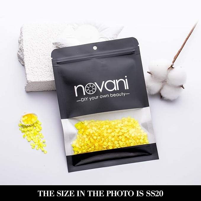 Novani 3000 Pieces Flatback Rhinestones Glass Round Gems Neon-Yellow Crystals for Nail Art DIY Crafts Clothes Shoes,SS20,4.6-4.8mm