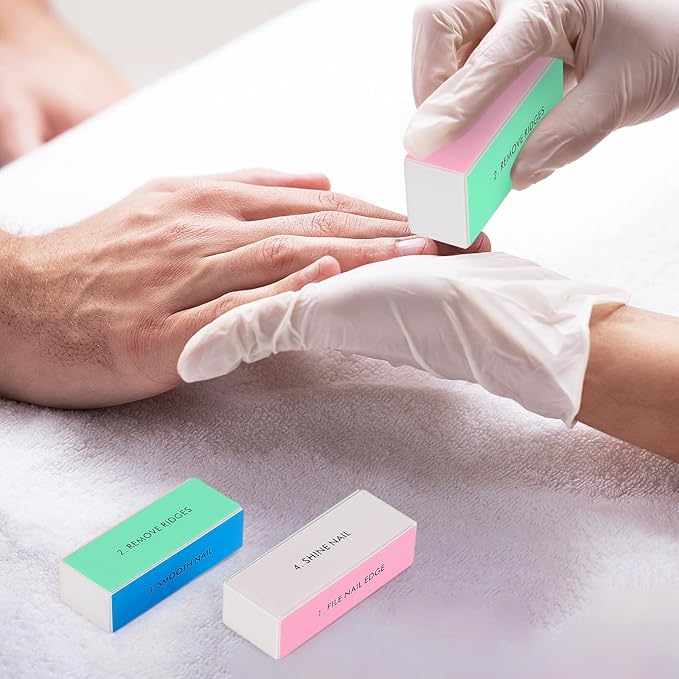 10 Pcs 4 Way Nail Buffers Blocks for Natural Nails, Nail Polishing Block Buffing Block Nail Files, Shape and Shine Nail Tool