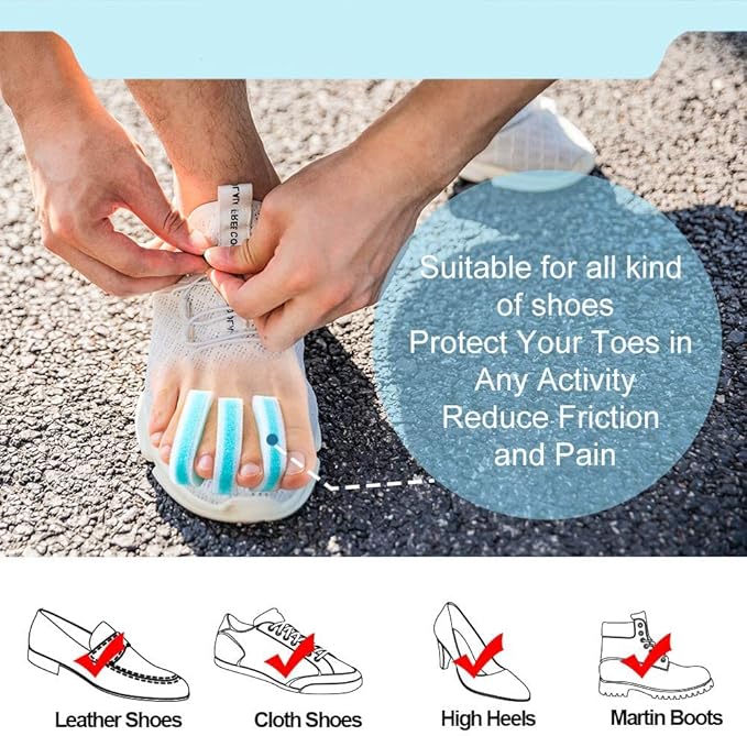 Toe Separator Cushions, 8 PCS Soft Breathable Foam Toe Spacer Pads, 3 Layers Toe Protector Sponge Pads Toe Stretcher for Align Overlapping Toes Crooked Hammer Toe, Reduce Friction & Foot Pain Relief