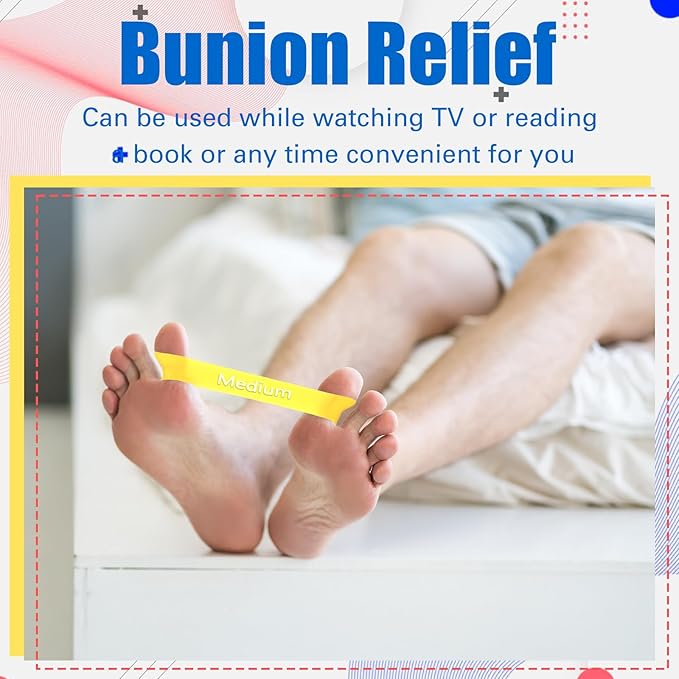 Set of 5 Toe Stretcher Bands for Bunions Correction Foot Big Toe Spacers Resistance Straightener Loop Bands with Carry Bag for Women Men Hallux Valgus Alignment Yoga Exercise(Multicolor)