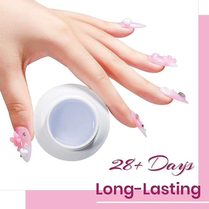 3d Sculpting Gel for Nail Art, Solid Builder Gel for Nails Non-Stick Hand for Modeling Sculpture Nail Extension UV/LED Manicure DIY At Home Clear Pink 2PCS