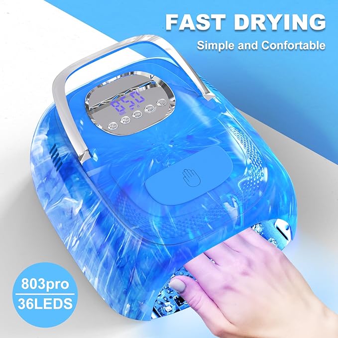 LimeGirl Cordless Nail Lamp, 72W Powerful UV LED Nail Dryer with Replaceable Lamp Beads & Battery, UV Light for Gel Polish, Rechargeable & Portable for Salon & Home (Rendering Blue, One Battery)