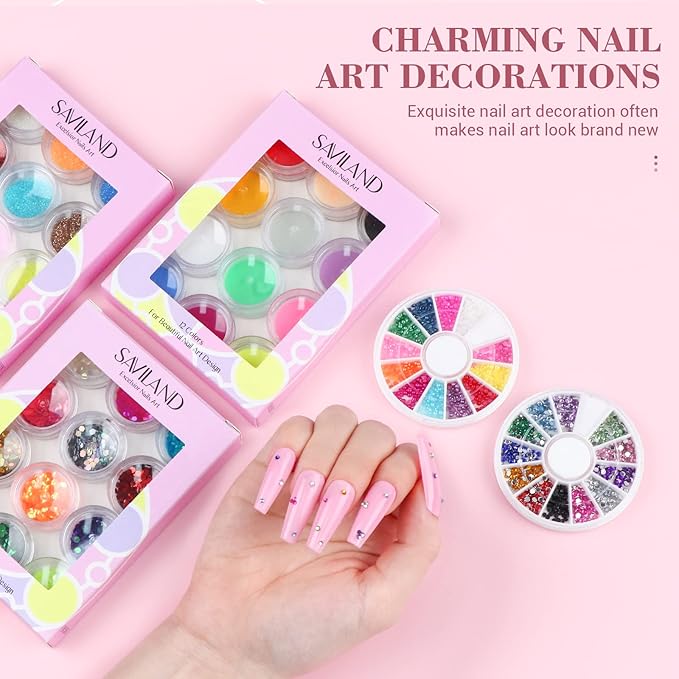 SAVILAND Essentials Acrylic Nail Kit with Everything: Professional Nail Kit Set with Nail Drill U V Nail Lamp Gel Polish Nails Tips for Salon Manicures at Home