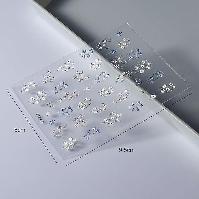 Flower Nail Stickers, Flowers Nail Art Stickers 5D Relief Small Floral Leaf Designs Nail Decals Self-Adhesive Nail Art Supplies Sliders Flower French Manicure Sticker for Nails Decoration