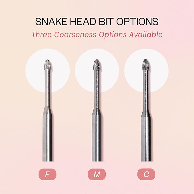PANA 3/32" Carbide Cuticle Nail Drill Bit for Cuticle Cleaning, Dead Skin Removal, Gel Polish & Acrylic Removal, Under Nail Cleaner, Nail Salon, Manicure Tools (Snake Head - Silver, Coarse)