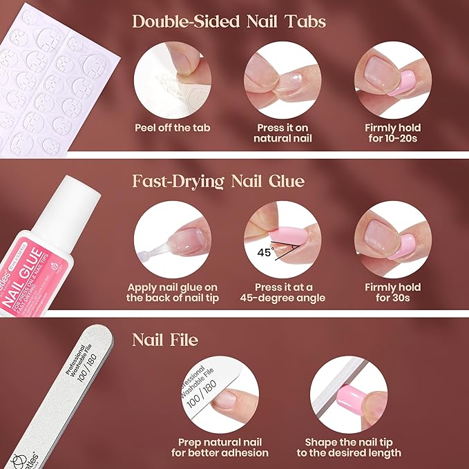 Beetles Press On Nails Kit - Prism Parade | 720Pcs 24 Colors Short Almond Press On Nails | 15 Sizes Matte Glossy Glitter With Nail Glue & Nail Tabs Stickers, Fake Nails Kit Art For Women