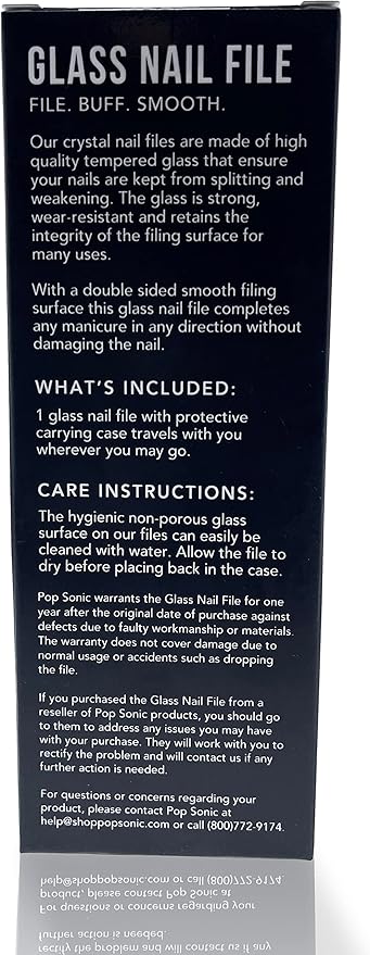 Pop Sonic Double-Sided Glass Nail File | Fingernail Files for Shaping & Smoothing Nails | High-Quality Tempered Glass | Strong, Wear-Resistant Filer w/Protective Carrying Case (Leopard)