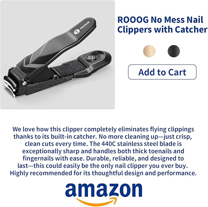 No Mess Nail Clippers with Catcher - Professional Heavy Duty Clippers for Men and Women, Ultra Sharp Fingernail & Toenail Clippers Set for Gifts, Travel, Home Use with Nail File (Anti-Splash Design)