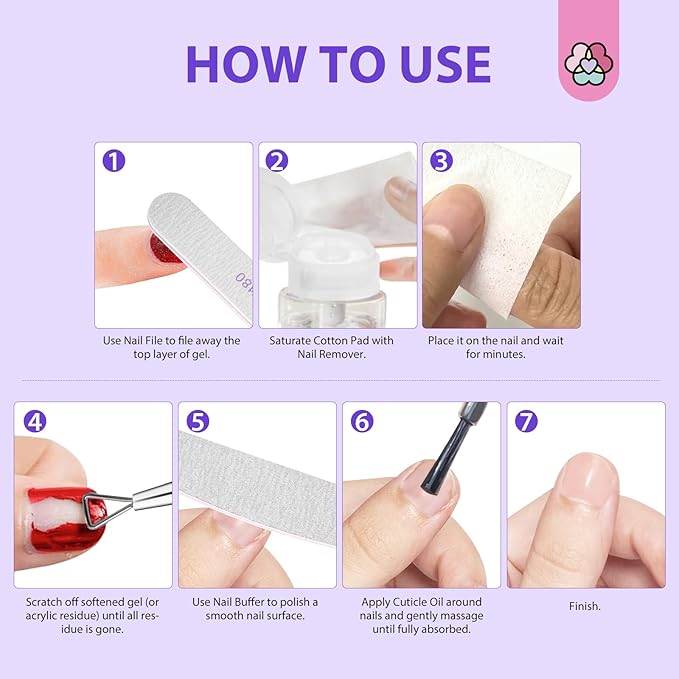 SAVILAND Pure Acetone Nail Polish Remover Kit: Gel Polish Remover with Professional Nail Polish Removal Tools Safe Gel Remover for Nails Fast & Easy Removal with Cuticle Oil Salon Home DIY 250 ML
