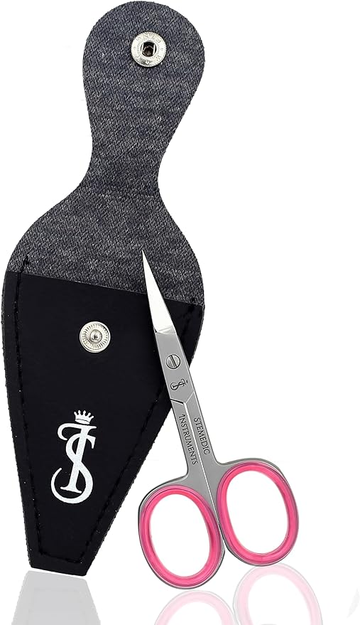 Nail Scissors Curved Eyebrow Scissors for Nail, Cuticle, Eyelashes, Nose Hair, Mustache and Beard - Manicure and Pedicure Small Scissors for Men and Women