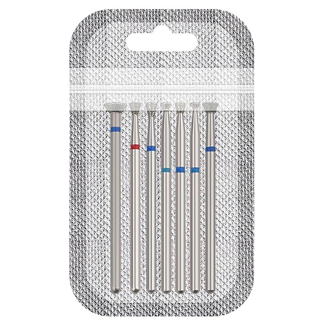Nail Drill Bit Set Nails: Tensso 7pcs Russian Manicure Bits Small Tapered Flat Head Professional Cuticle Cleaning Nail Prep Edge Overflow Gel Remover Polishing Tools