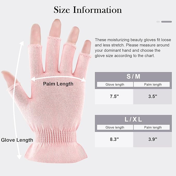 MIG4U Fingerless Moisturizing Gloves, Half Finger Touchscreen Beauty Glove for Eczema, SPA, Dry Hands, Skin Treatment, Summer Sun UV Protection, Pink, 1 Pairs L/XL