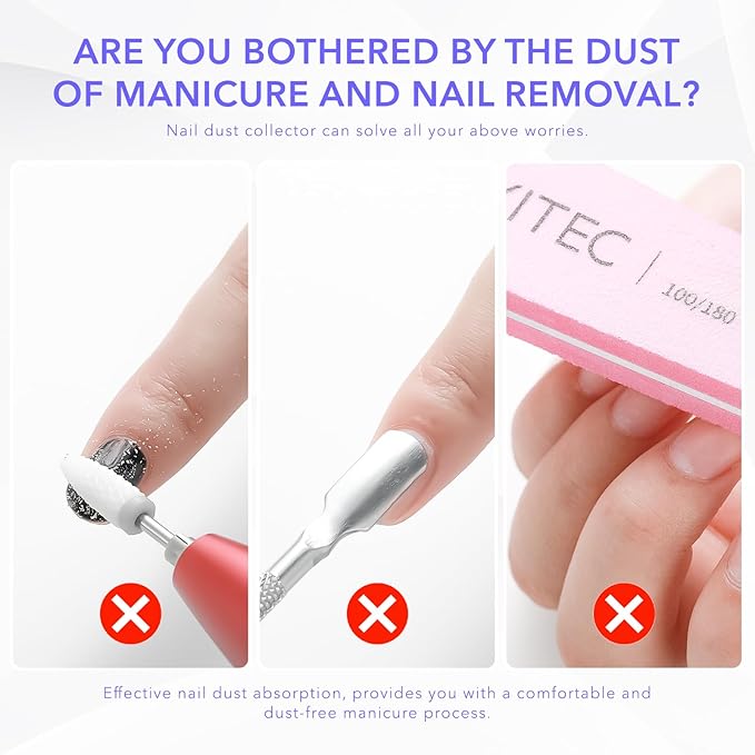 Aokitec Professional Nail Dust Collector with Reusable Filters: 48W Dual-Use Electric Powerful Vacuum Fan Dust Suction Machine Manicure Pedicure Tool for Acrylic Nail Polishing Salon & Home Women