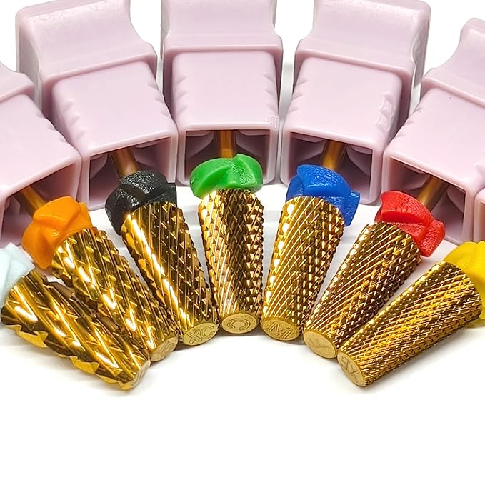 Super Cut Tapered Barrel Nail Drill Bits, 3/32'' Professional Tungsten Carbide Bits, Remove Hard Gel Fast, Right Hand, Suitable for Long Acrylic Nails Gel Polishing, Triple Coarse.