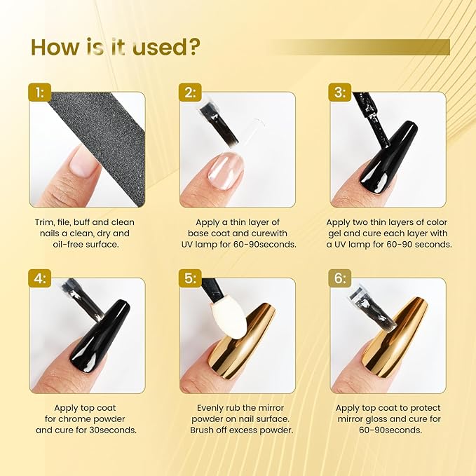 JODSONE Top Coat for Chrome Nail Powder - 16.5ml No Wipe Gel Top Coat for Rubbing Mirror/Chrome Nail Powders, Smooth Finish, High Gloss, U V/LED Curing Needed