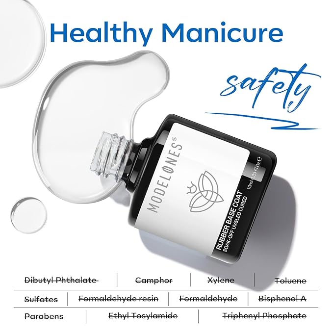 modelones Rubber Builder Gel Base Coat for Nails, Clear Rubber Base Gel Nail Polish for Strengthen/Apex Building/Enhance/Reinforced Long Lasting Fiber Protect Soak Off U V LED Gift for Thin Weak Nails