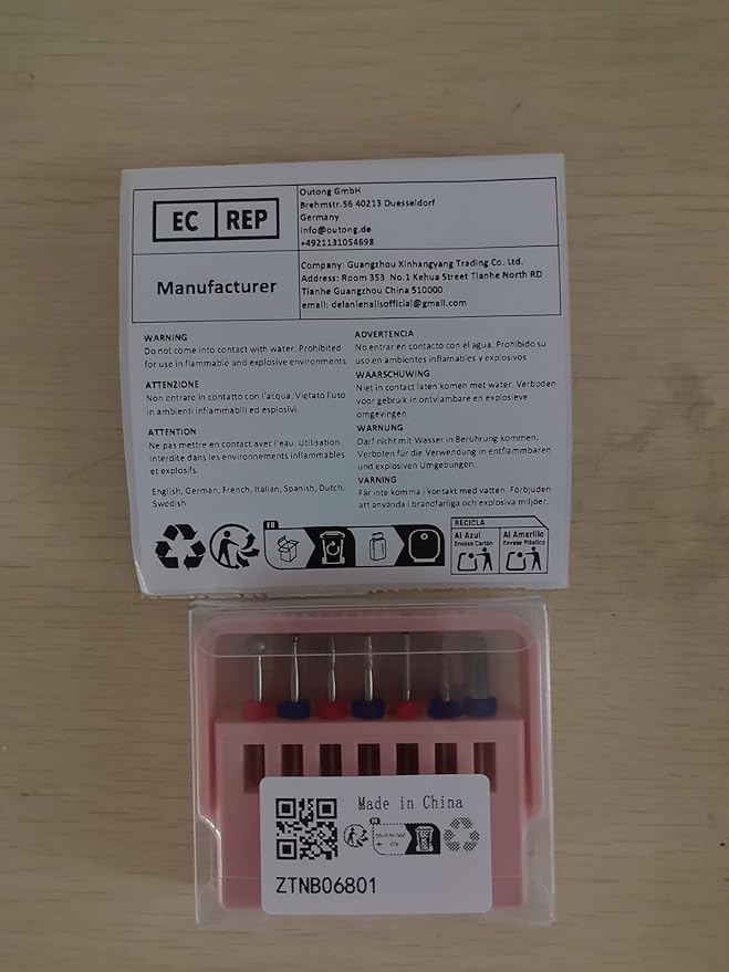 Delanie Professional Nail Drill Bit Set, 7 Pieces with Holder, Carbide and Diamond Bits, Model BS001