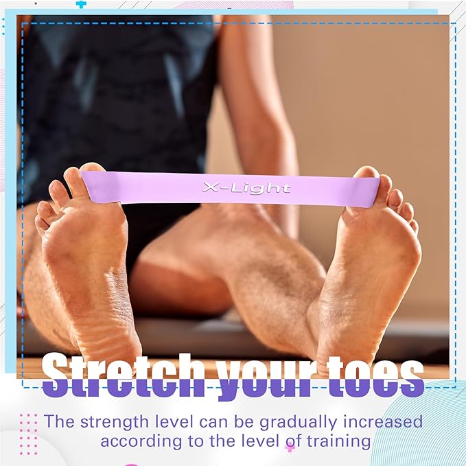Set of 5 Toe Stretcher Bands for Bunions Correction Foot Big Toe Spacers Resistance Straightener Loop Bands with Carry Bag for Women Men Hallux Valgus Alignment Yoga Exercise(Purple)