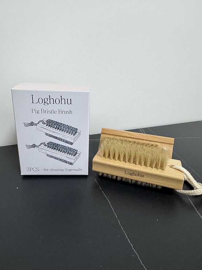2Pcs Wooden Nail Brush for Cleaning Fingernails Two-Sided Wooden Fingernail Nail Scrubber Brush with Hanging Rope for Deep Cleaning Under Nails Fingernails Toes Nail Art and Industrial Repair Job