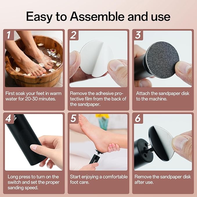 2 in 1 Electric Foot Callus Remover, USB Rechargeable Foot File Sander with 80/120 Grit Sandpaper Discs and LED Digital Display,Professional 1200RPM Aluminum Callus Remover for Feet,Nail Care