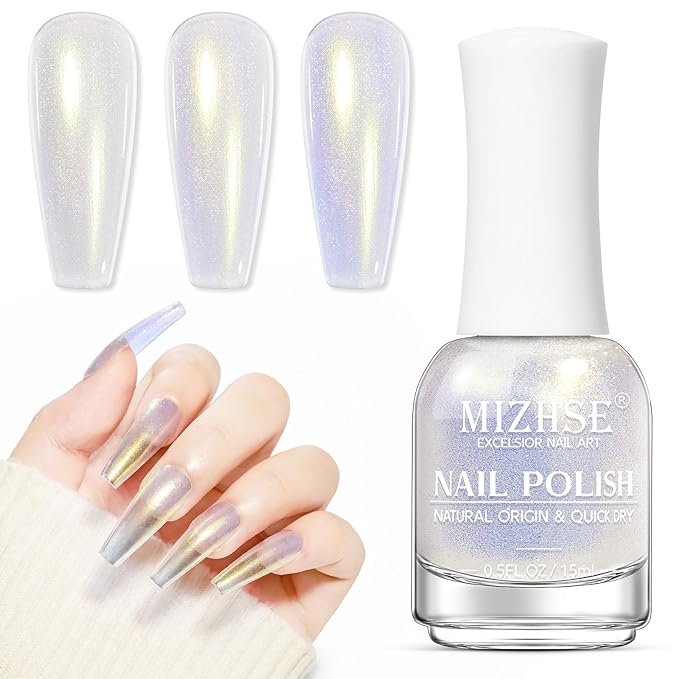 MIZHSE Aurora Purple Nail Polish, Quick Dry Shimmer Nail Polish, Air Fast Drying Mermaid Regular Nail Lacquer Not Gel Oil-based Nail Art Manicure Home DIY