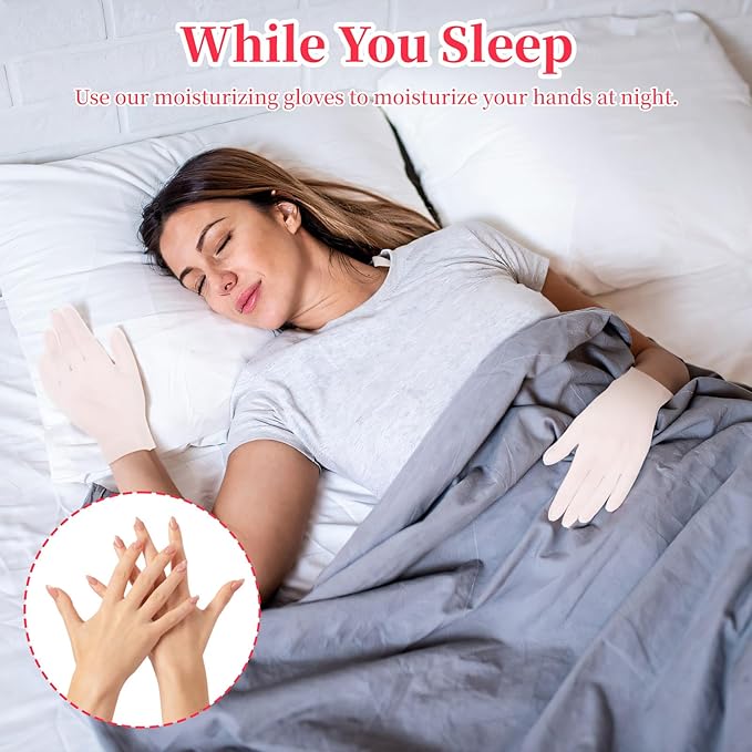 1Pair White Silicone Moisturizing Gloves, Hand Care Silicone Gloves for Repairing Dry Hand, Anti Slip Aloe Lotion Gloves, Reusable Hand Mask Moisturizing Glove Calluses