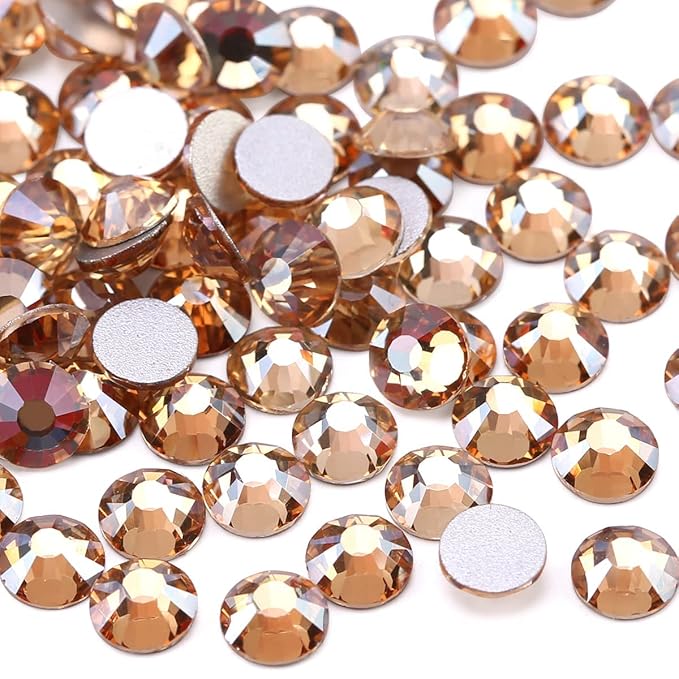 Novani Rhinestones 3000Pcs Flatback Crystal Round Loose Gemstones Glass Rhinestones for Crafts Makeup Nail Art Clothes Shoes DIY Decorations(SS8, 2.3-2.5mm,Golden Shadow)