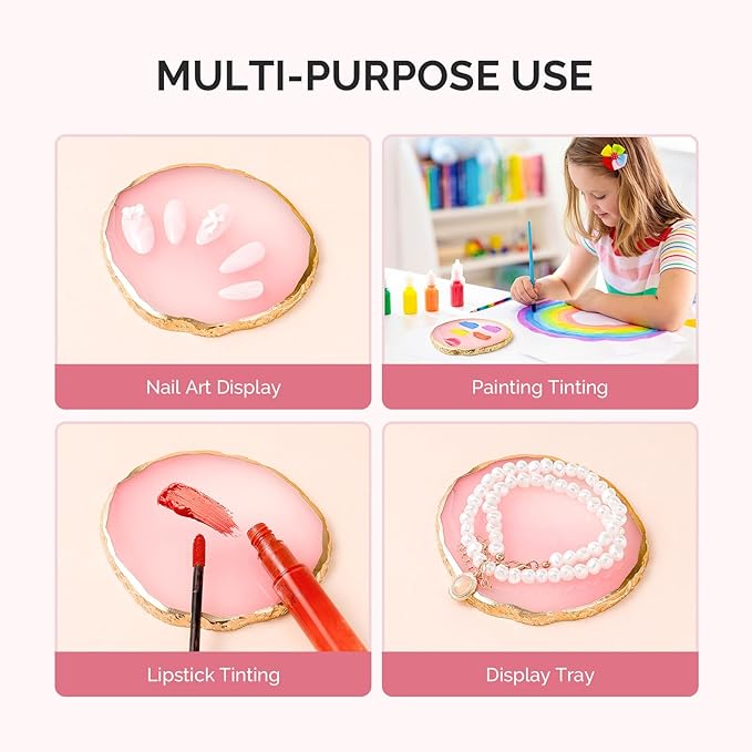 MelodySusie 1PC Round Shape Resin Nail Art Palette, Professional Color Mixing Board for Gel Polish, Acrylics, Pigment Blending, Salon and DIY Makeup Artist Tool, Pink