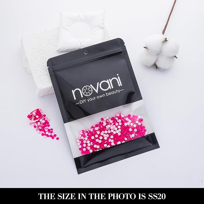Novani 3000 Pieces Flatback Rhinestones Glass Round Gems Neon-Rose Crystals for Nail Art DIY Crafts Clothes Shoes,SS20,4.6-4.8mm