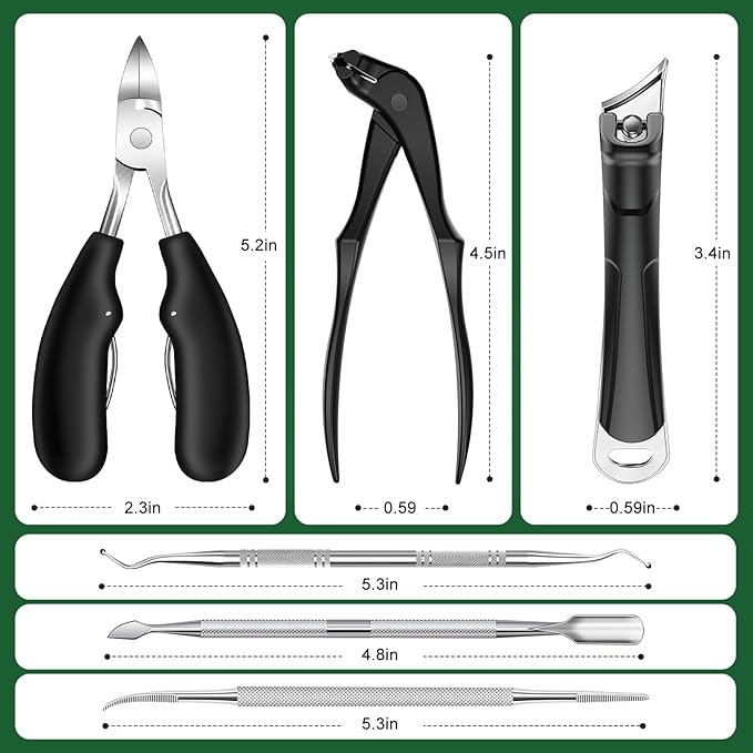 Toenail Clippers for Seniors Thick Toenails, 2025 Upgrade Long HandleToe Nail Clippers with Angled Head, 45° Slanted Toenail Clippers and 37mm Wide Opening Ingrown Nail Clippers, 6PCS