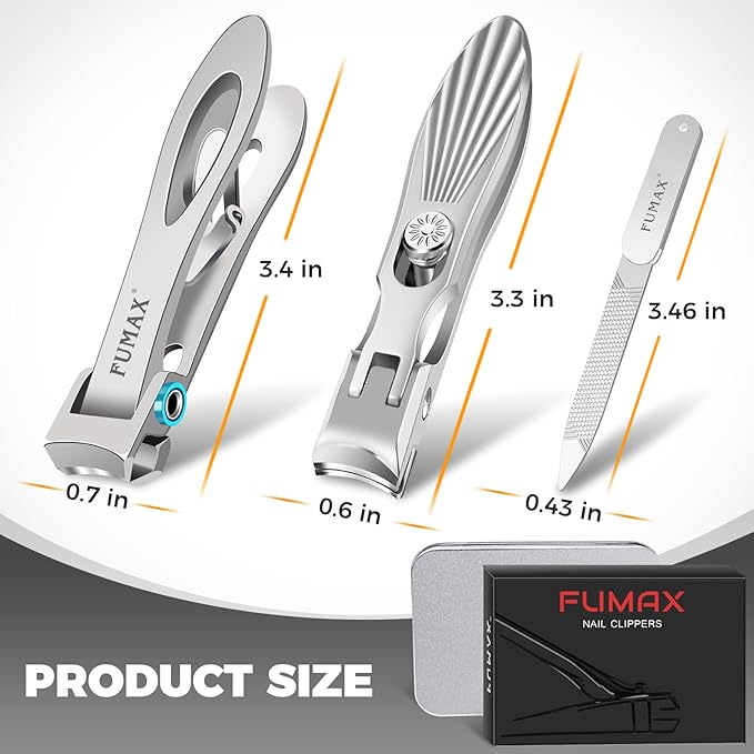 Nail Clippers for Men Thick Nails with Catcher, Large Toe Nail Clippers for Thick Toenails for Seniors with Wide Jaw Opening, Sharp Fingernail Clipper Cutter Set with Long Handle Gifts for Men Women