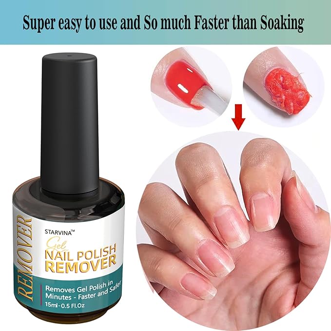 Gel Nail Polish Remover 15ml, No Need Soaking or Wrapping Gel Remover for Nails, Easily and Quickly Removes in 3-5 Minutes