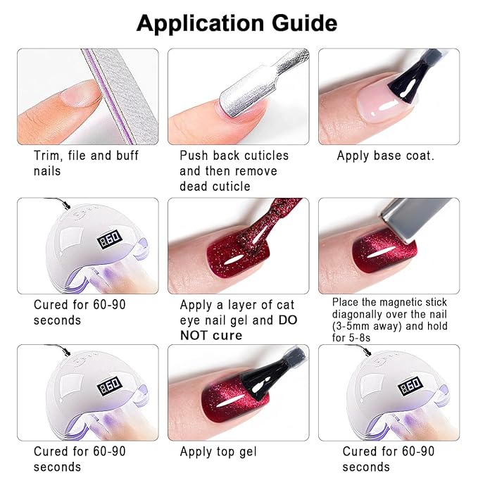 RARJSM Red Cat Eye Gel Nail Polish Diamond Dark Red Velvet Cateye Gel Polish 15ml Single Bottle with Magnet Stick Reflective Shimmer UV LED Curing Requires Soak Off for Home Salon Christmas Manicure