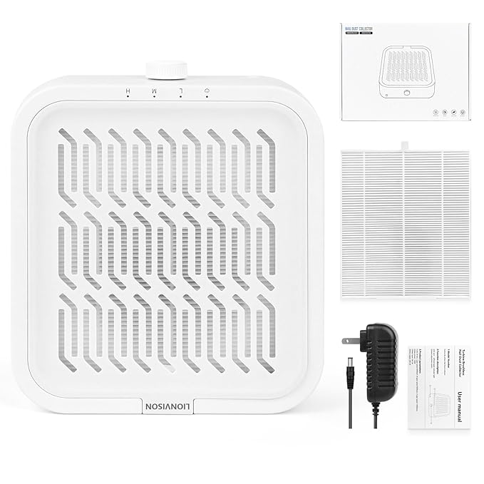 LIONVISON Nail Dust Collector for Acrylic: 120W Professional Nails Dust Collector With Reusable HEPA Filter For Home Salon Use - Portable 3 Speed Vacuum DIY Manicure For Nail Art Beginners (Age 25-45)